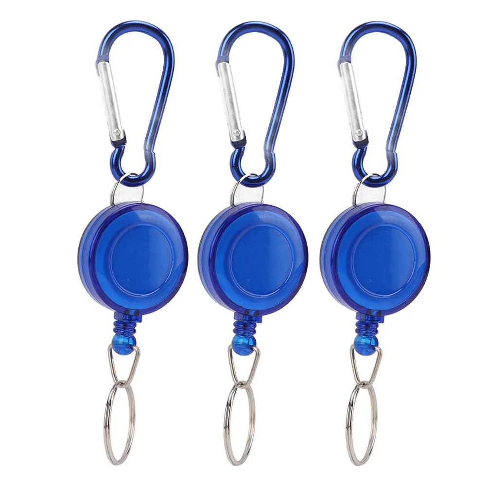 6Pcs Nylon Rope Retractable Keychain Heavy Duty Anti Lost Telescopic Burglar Tool With Clip Mini Retractable Ring Reel Tool