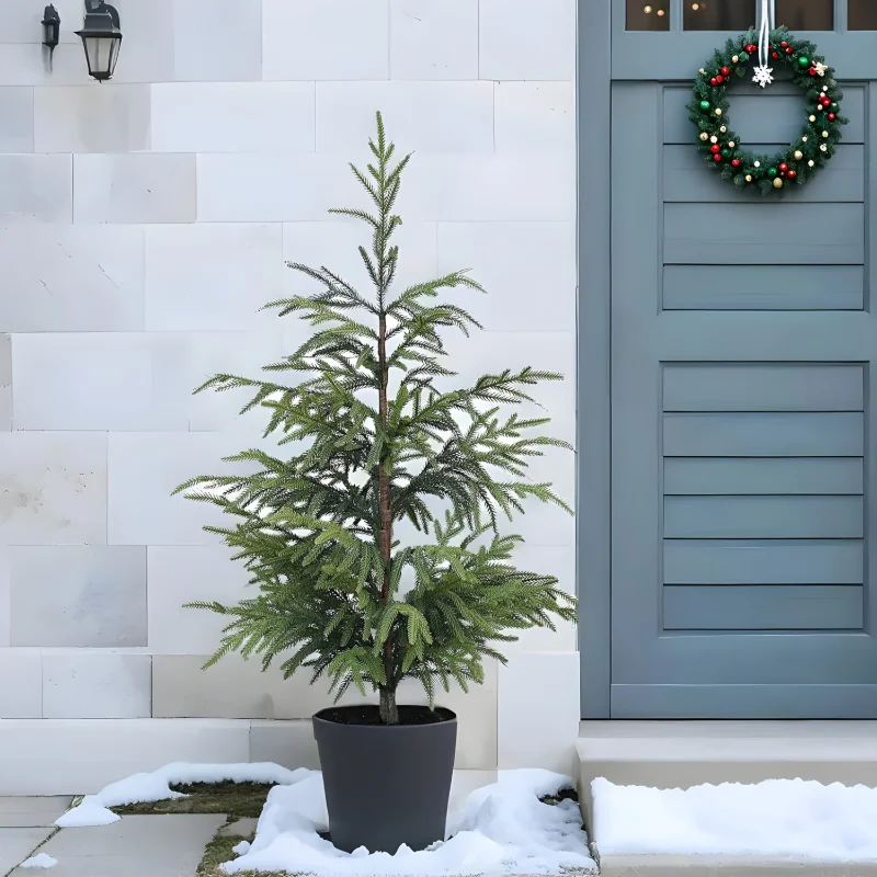 قطعة واحدة من فرع صنوبر نورفولك نابض بالحياة - مثالي لأشجار عيد الميلاد الصغيرة للمطبخ والديكور الخارجي نبات صناعي واقعي للداخل #3