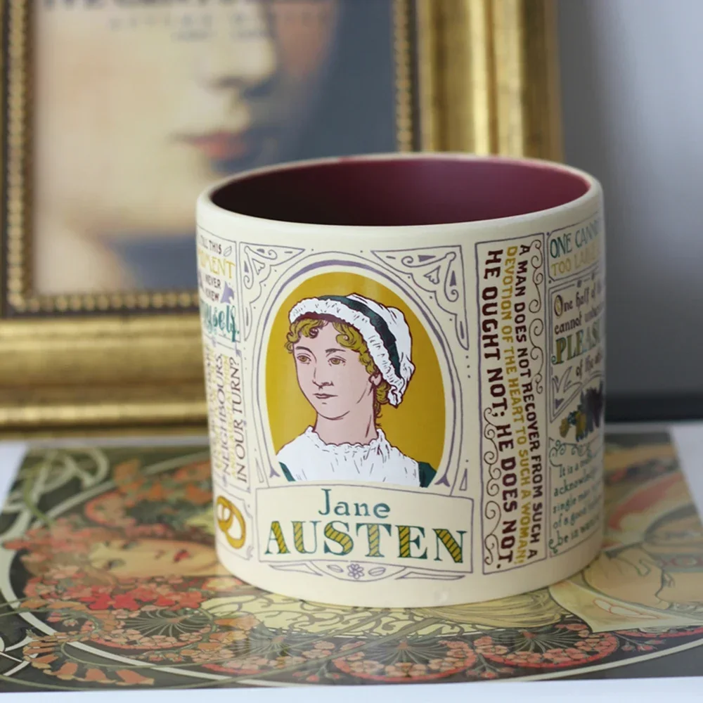 

1 Pcs Jane Austen Coffee Mug Tea Cup Pride and Prejudice Ceramic Cups for Coworker Book Novel Gifts Jane Austen Saying Mug