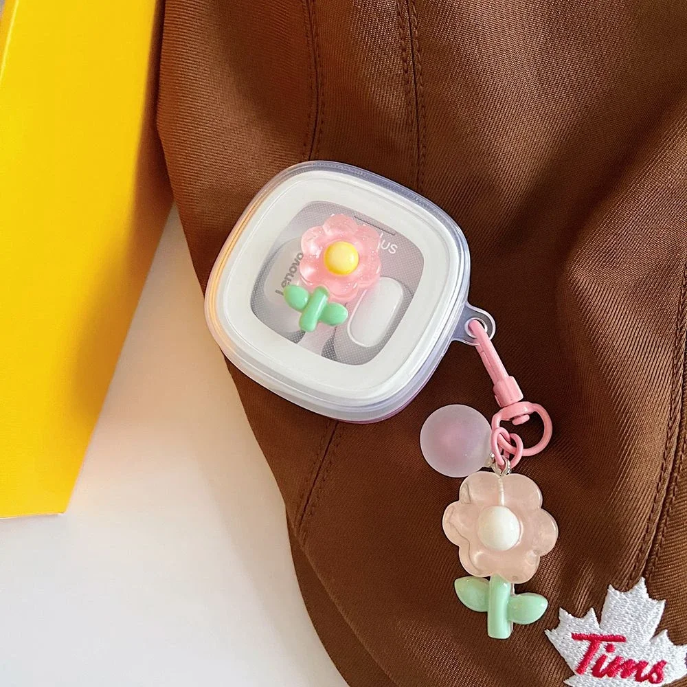 غطاء سماعات أذن سيليكون كرتوني ، حقيبة ، نمط زهرة ، سلسلة مفاتيح ، لطيف ، شفاف ، XT62 ، موضة ، XT62