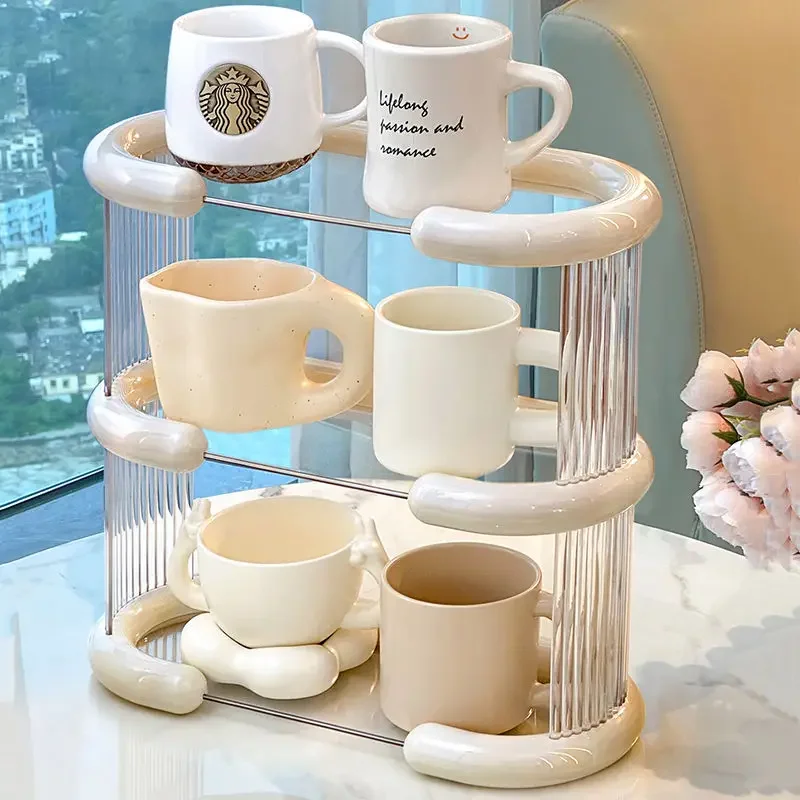 INS Style Acrylic Mug Cup Holder Dustproof Desktop Household Water Cup Storage Rack Tea Set Glass Cup Rack Cosmetics Box 6