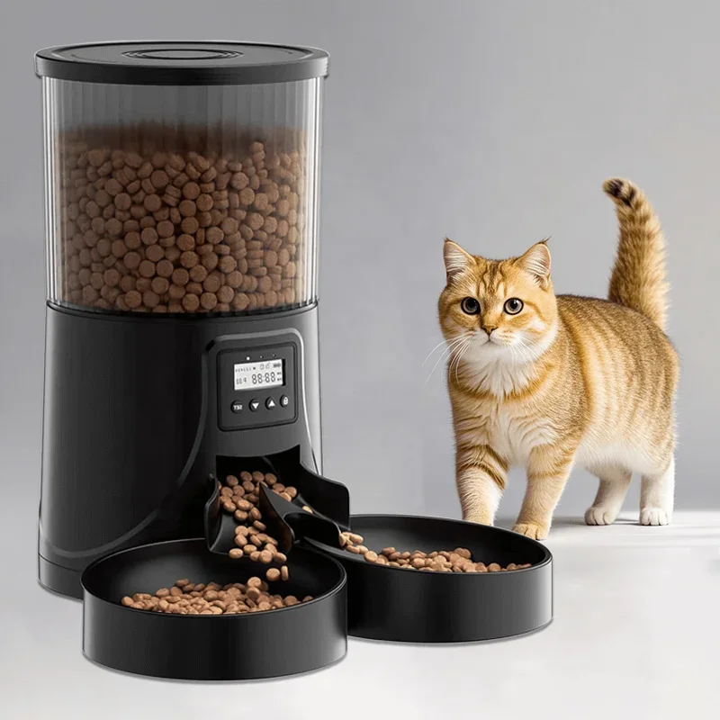 Automatic Cat Feeders 4L Timed double Pet Feeder for Cats and Dogs with Dry Food Dispenser Dual Power Supply