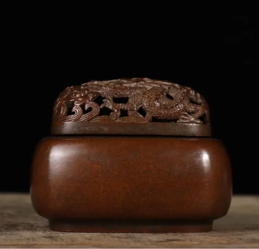 

Archaize seiko brass hollow out Dragon lid Incense burner household decoration crafts statue