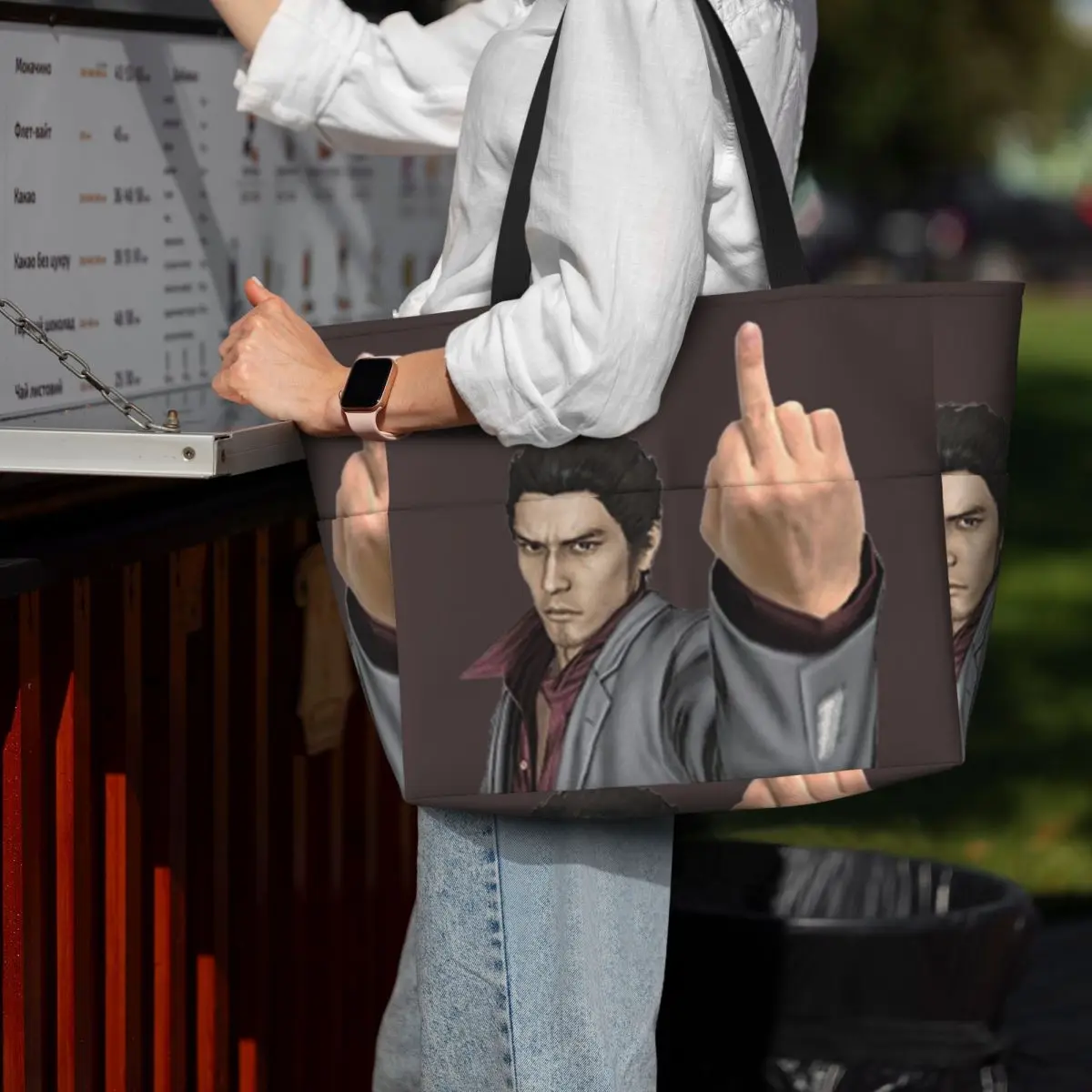 

Kazuma Kiryu Пляжная большая сумка со средним пальцем Спортивная сумка для занятий йогой в тренажерном зале Большая большая сумка Женская дорожная сумка Сумка для фитнеса