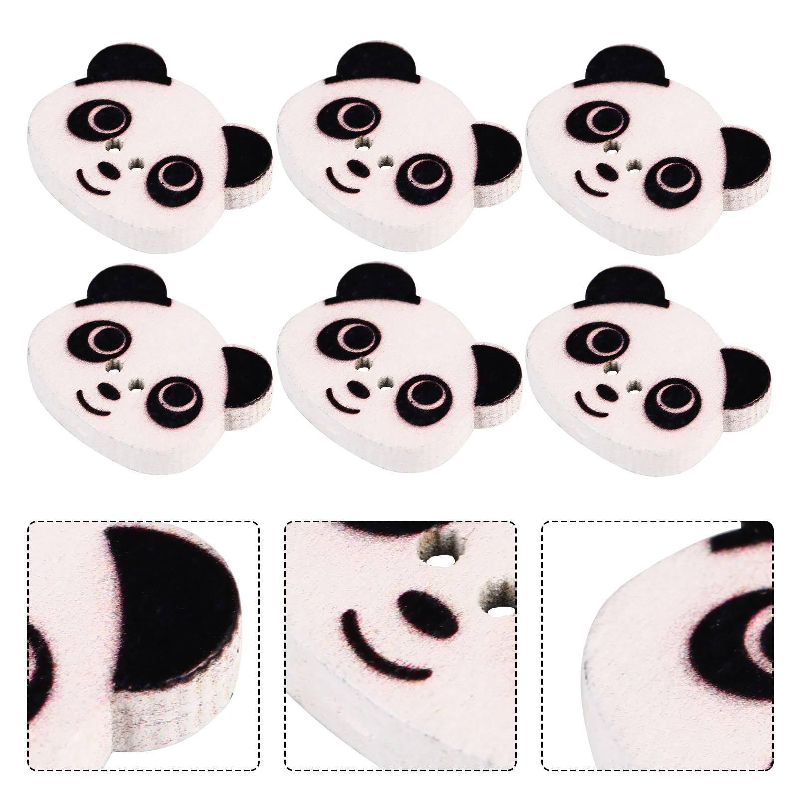 

100 Pcs Matchstick Panda Head Wooden Button Creative Sewing Cartoon Toy Buttons for