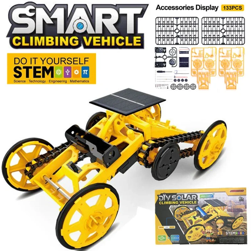 Solar Toy Novel Children Toys Assemble Kit DIY Robotic Set All-Wheel-Drive Climbing Car STEM Games Educational Toys Kids Gift