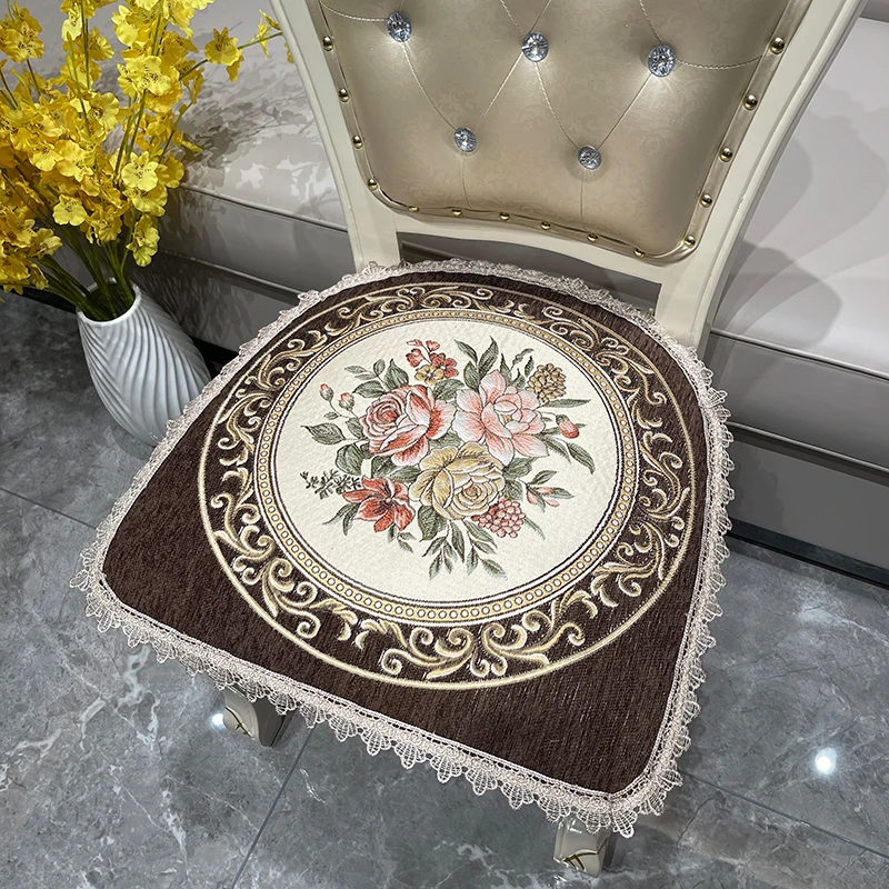 

Modern Jacquard Dining Chair Cushion Chenille Horseshoe Shape Chair Cushion Four Seasons Universal Anti Slip U-shaped Chair Mat