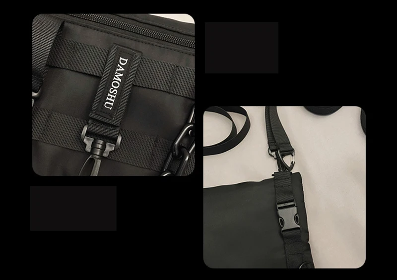 Funktionale Taktische Brusttasche für Unisex, Modische Hip-Hop-Weste, Streetwear-Tasche, Hüfttasche für Damen, Schwarze Wild-Brusttasche – Detail 12