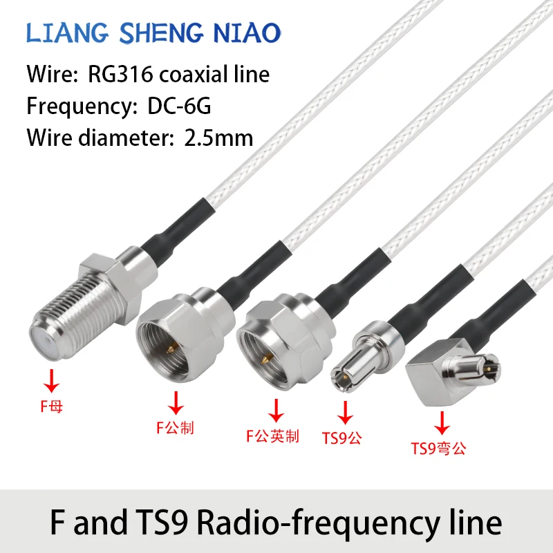 RG316 HF-Adapterkabel F auf TS9 Stecker und Buchse F auf TS9 Antennensignalverbindungskabel Verlängerungskabel