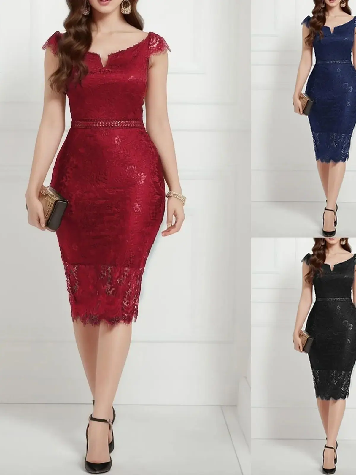 

Ele Lace Evening Dr V Ne off oulder Women Wedding Par Cleanfit H Version 00% Linen Material Ciwalk Suitable