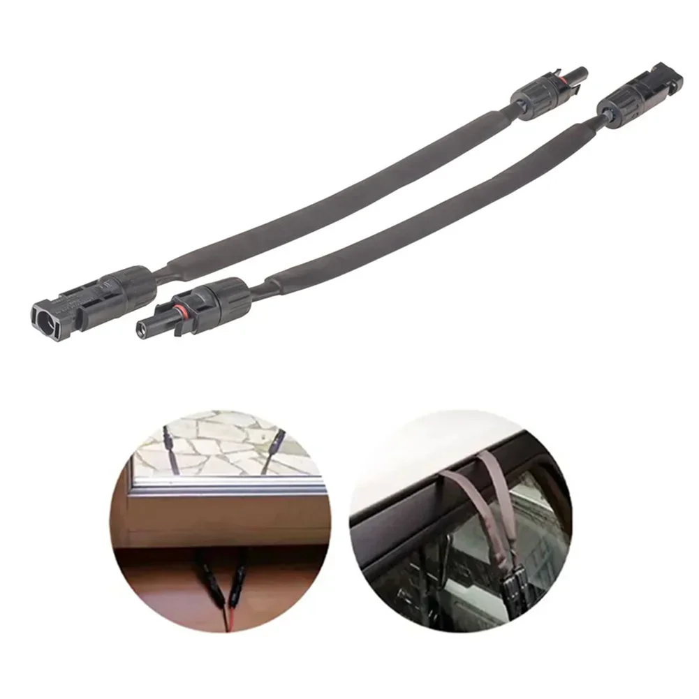 2PCS Solar Cable Feedthrough 4/6mm² 35cm Cable Copper Flat Connection Cable Solar Balcony Door Window Connection Line Parts