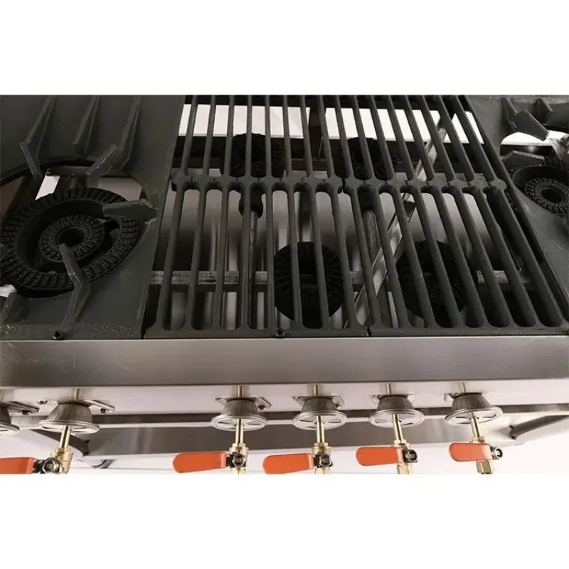 Lyroe High Quality Freestanding Commercial 8 Burner Stainless Steel Gas Range Stove for Restaurant Cooking & BBQ Grill