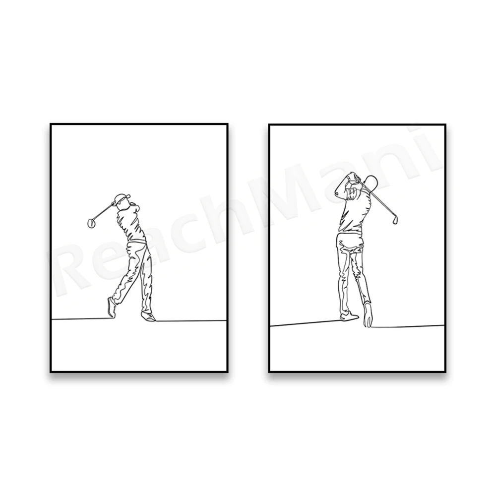 Golf Line Poster, Golf Art Poster Print Canvas Sports Golfer Painting Wall Decor Living Room Home Decor Cuadros