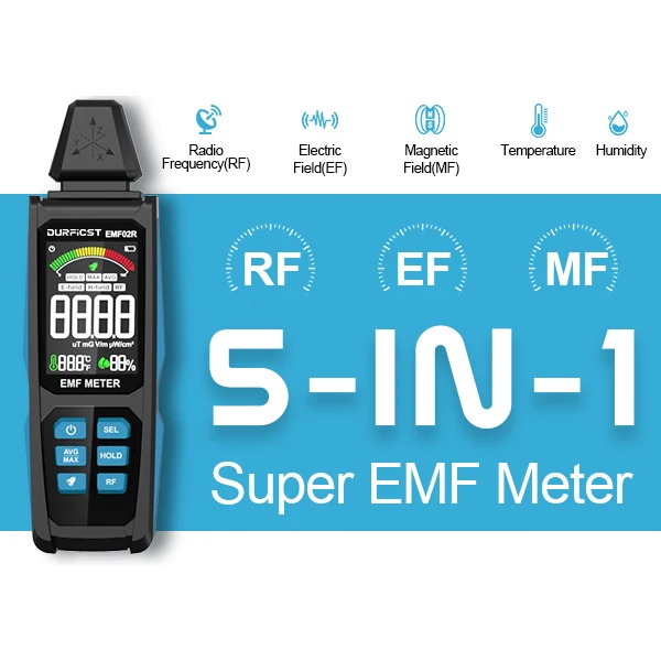 Digital High Frequency Radiation Detector EMF Meter 30Mhz~8GHz Radio Frequency, Electric Field, Magnetic Field Tester