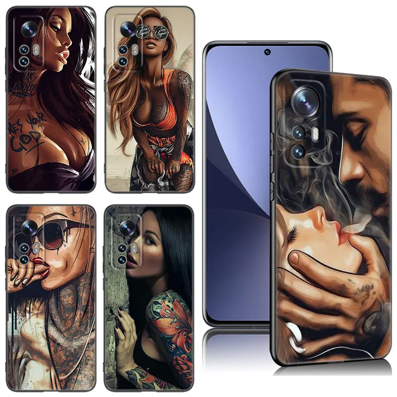 Sexy Hot Girl Black Silicone Phone Case For Xiaomi Mi 9 SE 8 10 10T 11 12 13 Lite 9T 11T 12S 12T 13T 14 Pro 5G NE 11i 12X