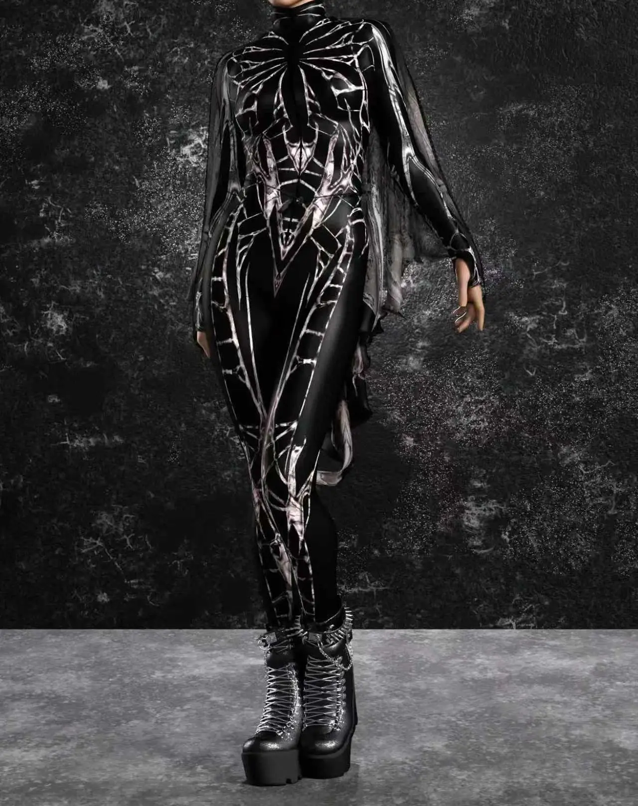 3D-Druck Cyberpunk Damen Strumpfhose Jumpsuit Halloween Feiertagsparty Cosplay Kostüm Elastische Bodysuits Rompers Damen Zentai – Detail 21