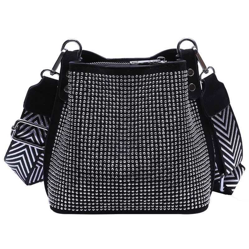 High Quality Women Crossbody Bags New Casual Diamonds Messenger Bag Korean Female Wide Shoulder Strap Pack