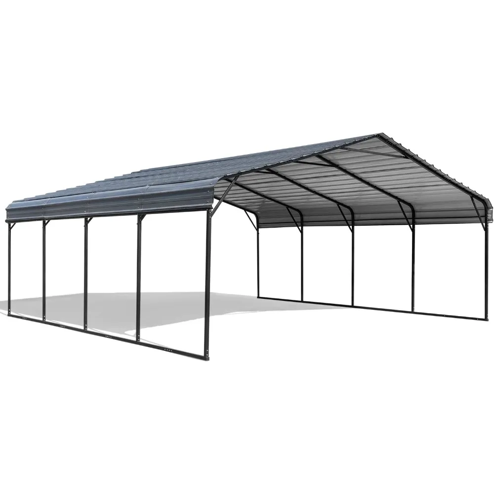 

20x20 Ft Metal Carport, Heavy-duty Awning, Galvanized Steel Roof and Frame