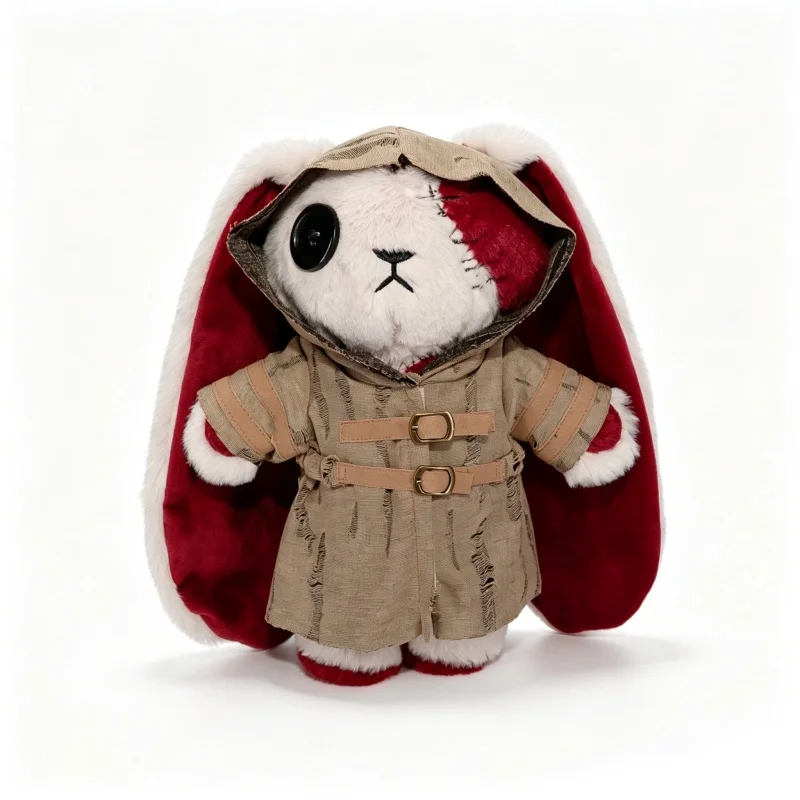 Dreadfuls Plushie Gothic Long Ear Bunny Plush Toy Original Design Distressed Hooded Coat Style Collectible For Adult Collectors