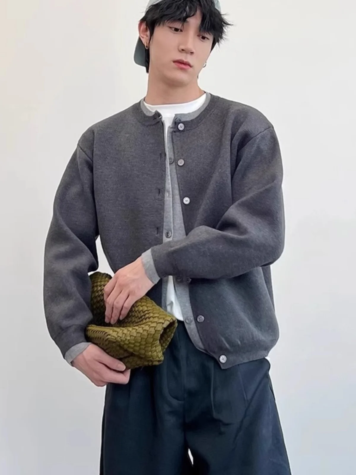 

American Sle Casual Knitted Open Cardigan Men's Autumn New Lazy Layering Feeling Splice Sweater Jaet Youth Vitali Sle