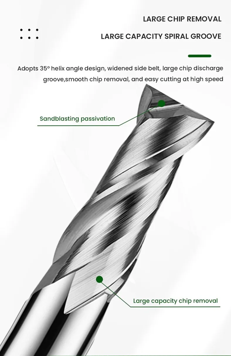Fräser Fräser Legierung Beschichtung Wolfram Stahl Werkzeug von Aluminium CNC Bearbeitung 2 Blatt Schaft fräser Top Fräser Holz – Detail 7