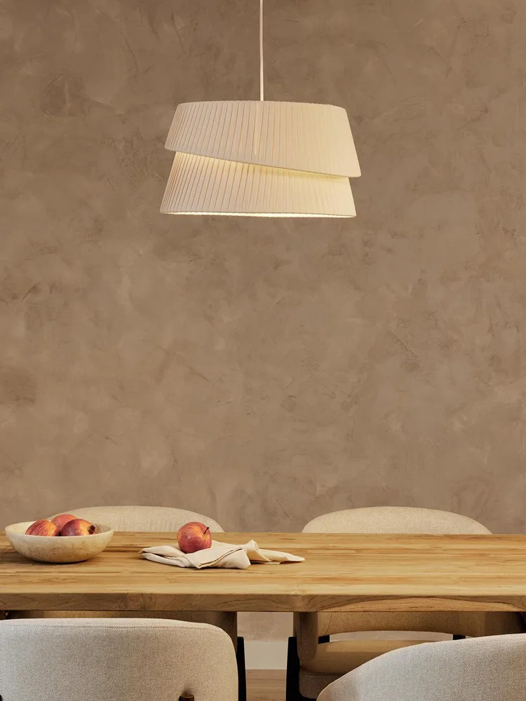 

Wabi Sabi Led Pendant Lamp French cream style chandelier for Living Dining Room Bedroom minimalist Handmade Fabric pendant lamp