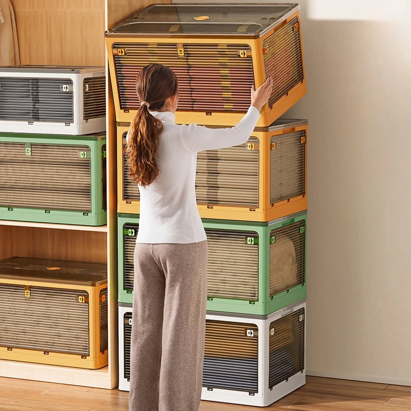 

Household Foldable Transparent Plastic Storage Box Clothes Quilt Linen Organizer Stackable Large Capacity Dustproof Closet