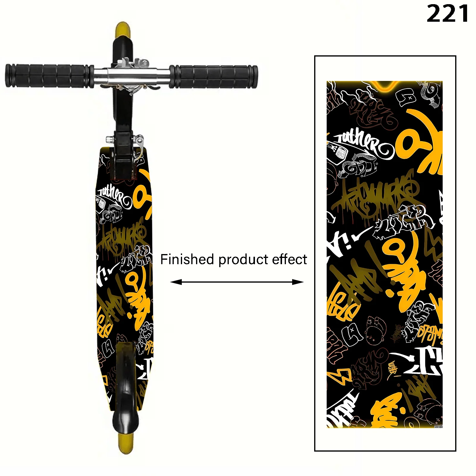 

Наклейка для самоката Vitality Yellow and Black Graffiti Extravaganza, персонализированная, крутая, для самостоятельного оформления, подходит для самокатов