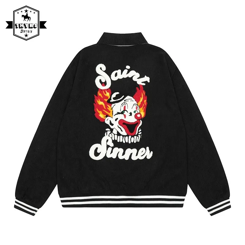 

Mens Jacket American Hip Hop Baseball Varsity Corduroy Joker Embroidery Harajuku Coat Unisex Bomber Jacket Outwear Streetwear