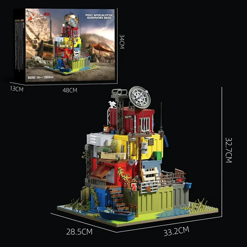 2859PCS Post Apocalyptic Survivors Base Building Blocks,Street View Architecture Wasteland Scene Desktop Decor Toy Birthday Gift
