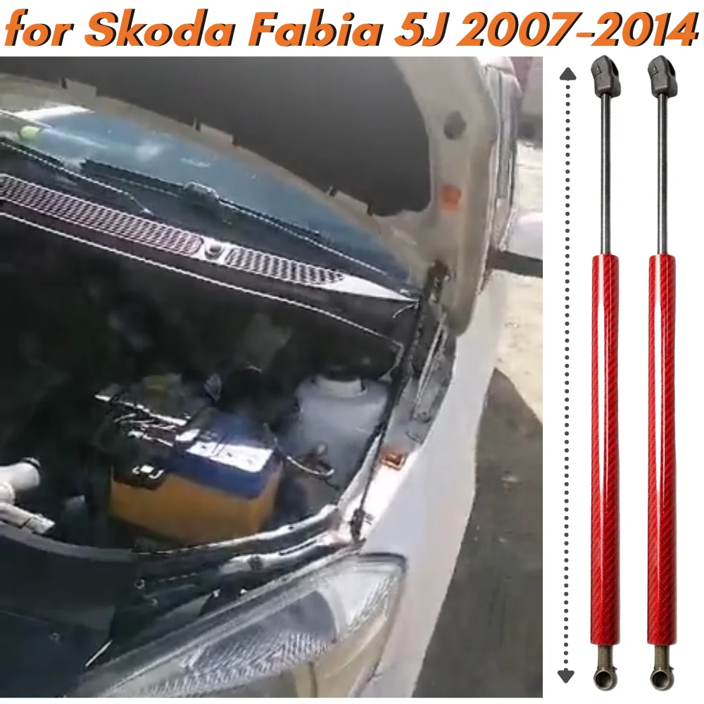 Qty(2) Hood Struts for Skoda Fabia Mk2 (5J) 2007-2014 Front Bonnet Modify Gas Springs Shock Absorbers Lift Supports Dampers