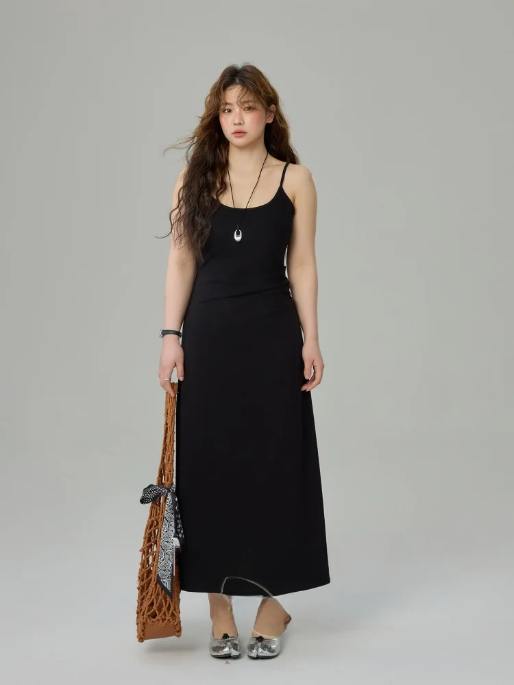 

Летнее женское платье Monica больших размеров с поясом, стройнящее, на бретельках, длинное, повседневное, с завышенной талией, А-силуэт, корейский стиль, хлопковое