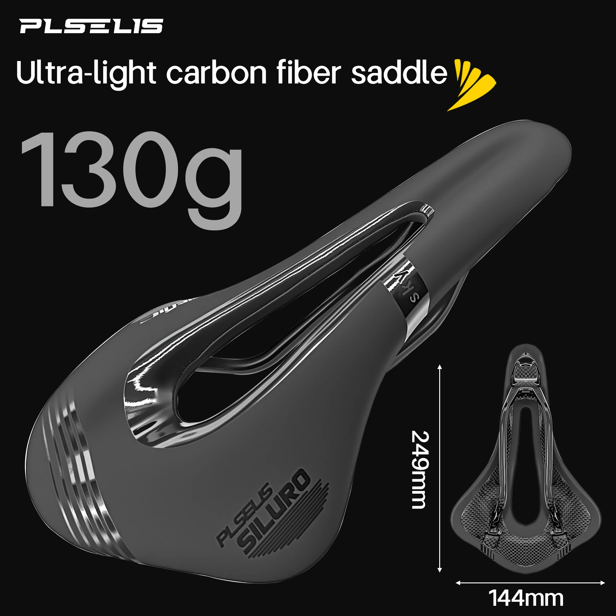 

Велосипедное седло Plselis из карбонового волокна, легкое, с полой дышащей конструкцией, 130 г, аксессуары для шоссейных велосипедов