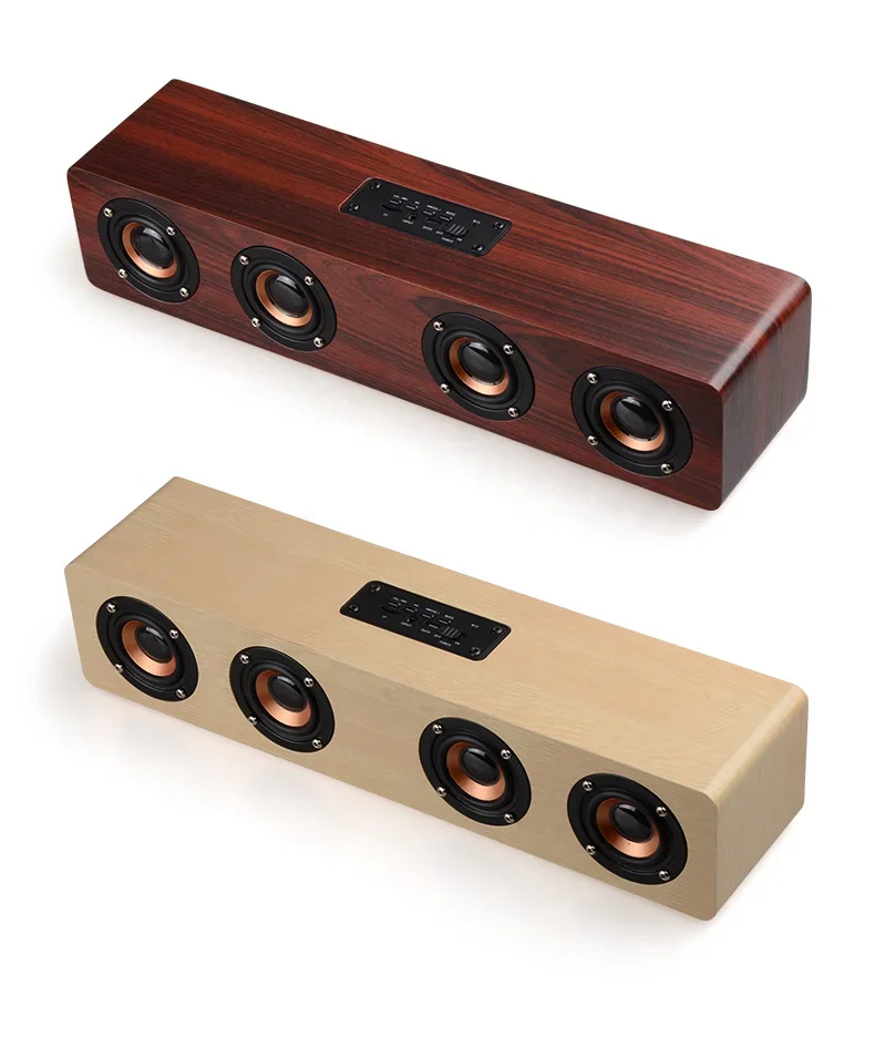 Hot selling wooden Blue-tooth speaker full range 4 speakers with built-in battery soundbar