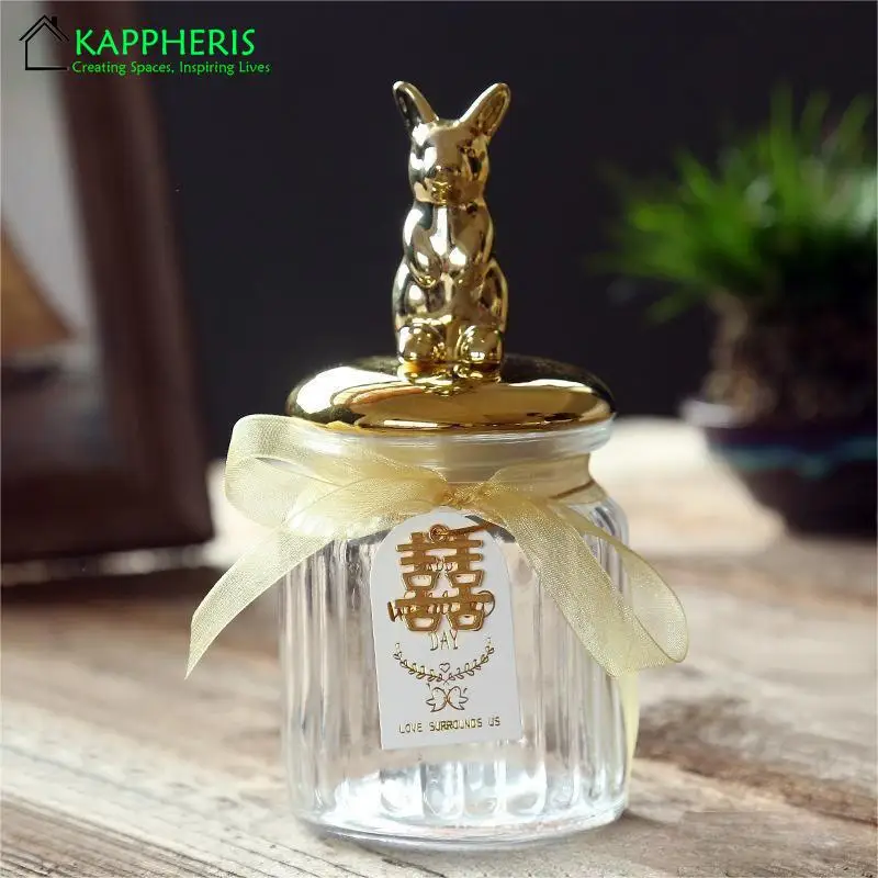 1PCS Candle Jars with Lid Wholesale Bulk Animal Glass Pot for Empty Aromatic Candles Wedding Storage Candy Boxes Containers