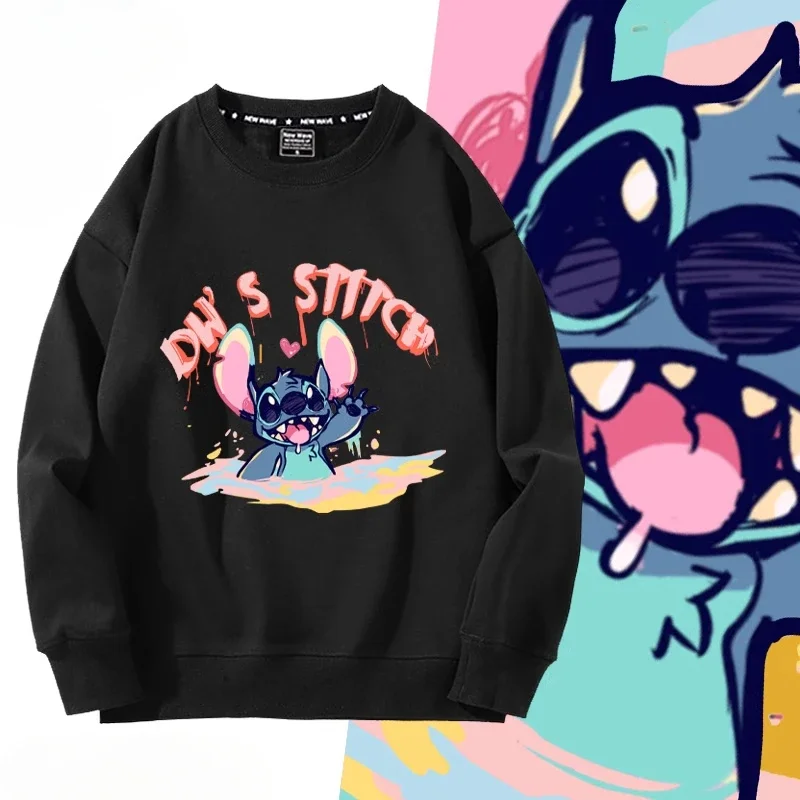 

Disney Cartoon Hoodie Stitch Pattern Casual Fashion Round Neck Sweatshirt Pullover Aesthetic Sweatshirts