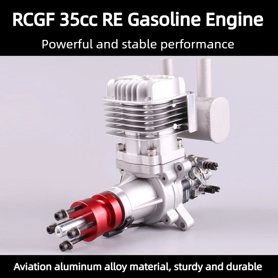 RCGF 35cc RE Single Cylinder 2-Stroke Rear Exhaust Gas Version Engine Kit Air Cooling for RC Airplane Fixed Wing Model Aircraft