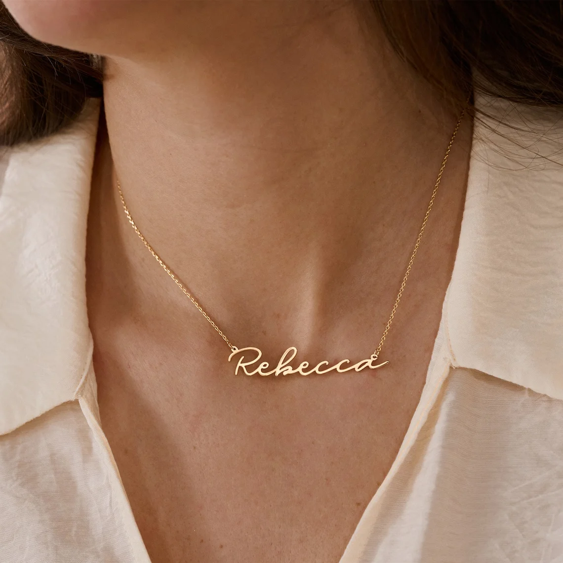 Custom Name Necklace for Women Personalised Cursive Letter Pendant Stainless Steel Jewelry Men Chain Choker Collar Personalizado