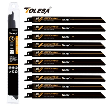 TOLESA 10 szt. Bimetaliczne brzeszczoty Sawzall do cięcia metalu 150mm/225mm 18TPI brzeszczoty do pił szablastych z kobaltem do precyzyjnego cięcia metalu