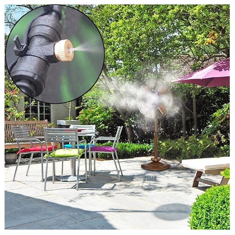 Outdoor Misting Fan Kit, Spray Ring 9.8FT (3Meter) Misting Line For Cooling System, For Cool-Ing Outdoor(Black) Accessories