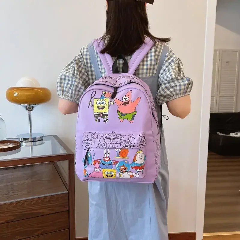 Nueva mochila bonita de dibujos animados de Bob Esponja, pantalones cuadrados, regalo para niña y niño, bolso escolar, regalo para estudiantes