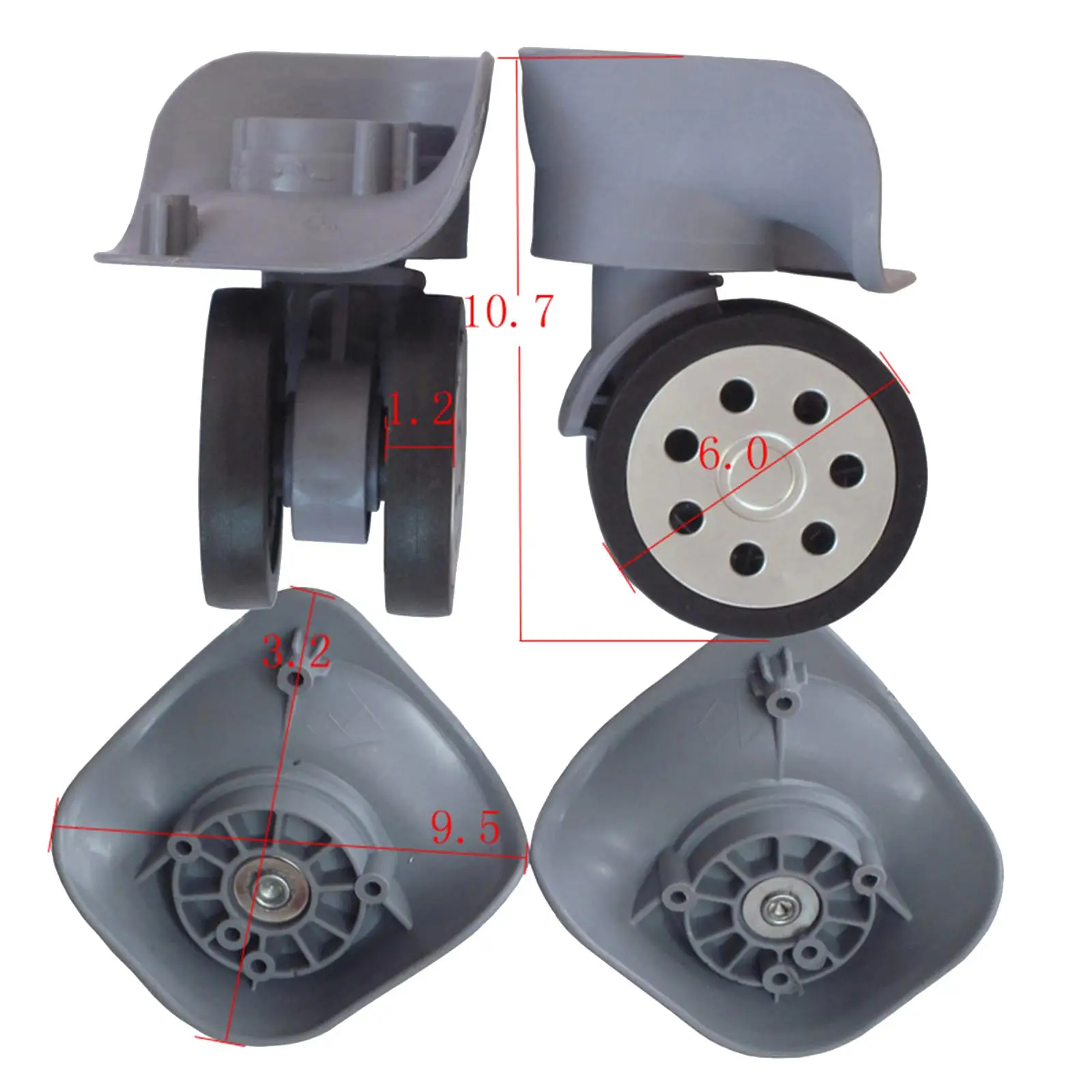 1 Pair Luggage Replacement Wheels Wear Resistant Suitcase Wheels Load Bearing Universal Casters for Trolley Case Luggage Box