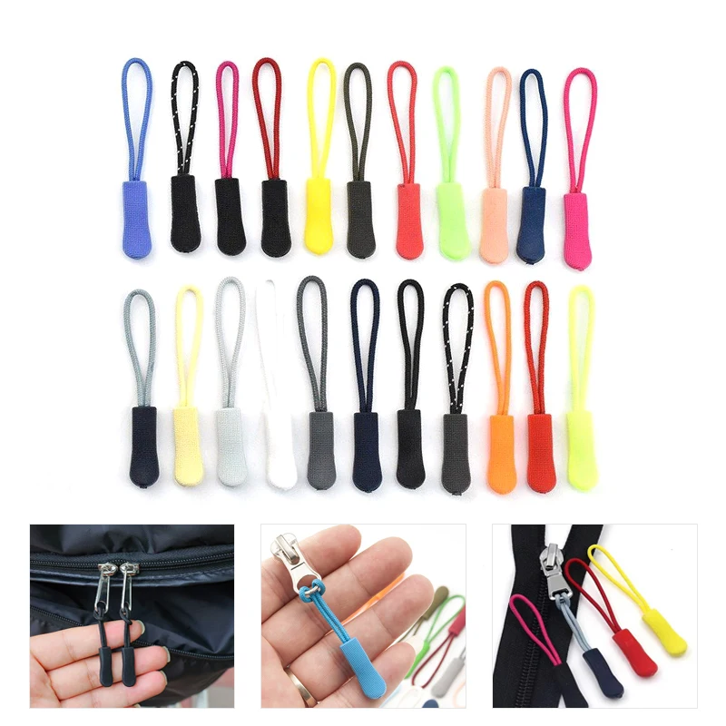 Extracteur de nervure de fermeture éclair en PVC, clip de remplacement d'étiquette de UL, constructeur cassé, languette de fermeture éclair, sac de voyage, valise, utilisation de tente, 10 pièces