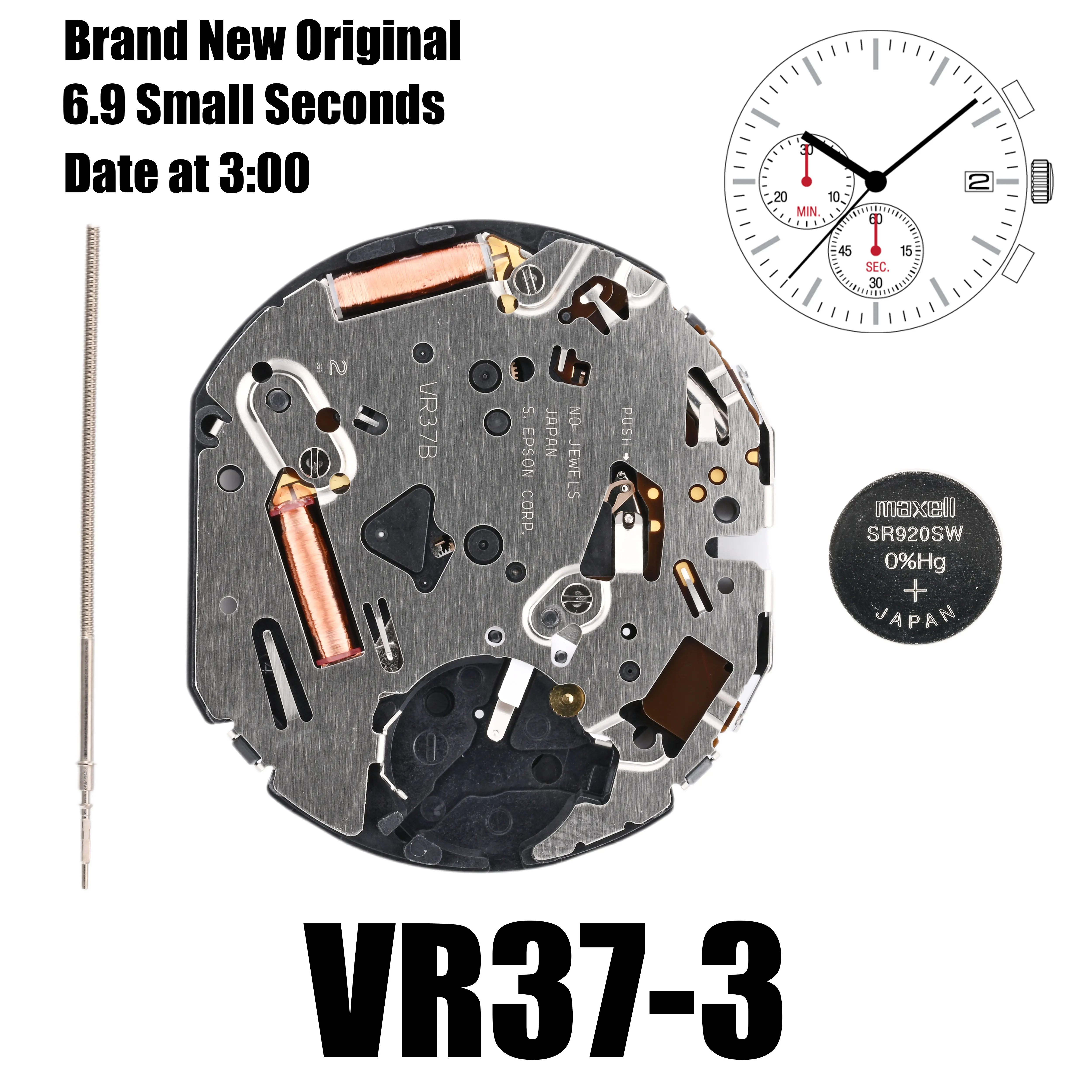 Brand New VR37 Movement VR37B/A Movment Chronograph VR32B/A Quartz Movement 6.9 Small Seconds Date At 3：00