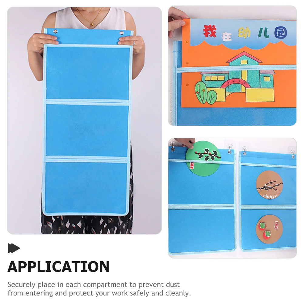 

Hanging Painting Organizer Bag Clear PVC Storage Holder for Home Door Wall Display Kindergarten Artwork Hanging Pocket