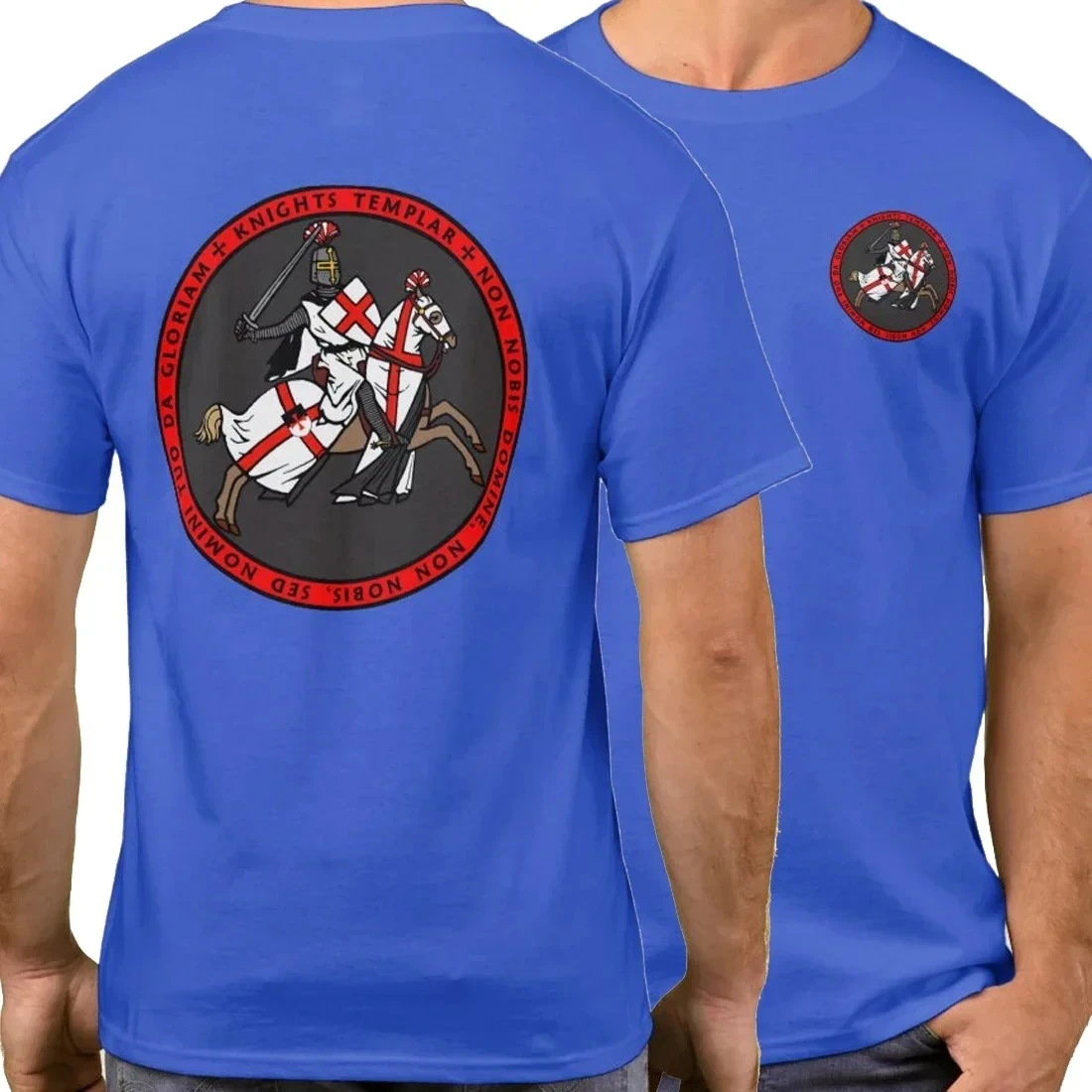 Knights Templar Charging Into Battle Seal Printed T-Shirt 100% Cotton O-Neck Summer Short Sleeve Casual Mens T-shirt Size S-3XL