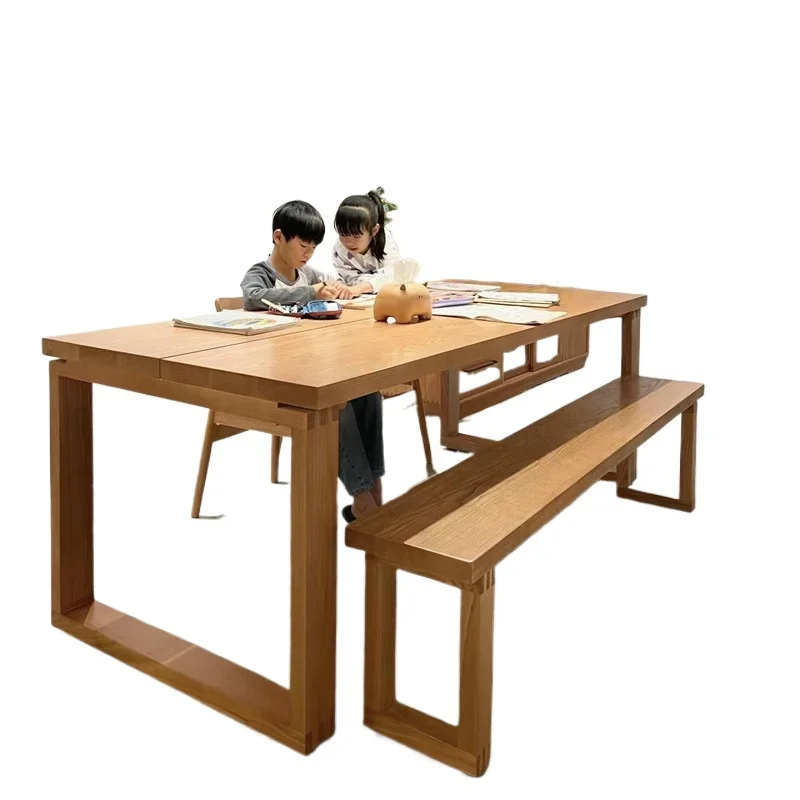 Solid wood desk dining table integrated large board long table home desk workbench living room study table
