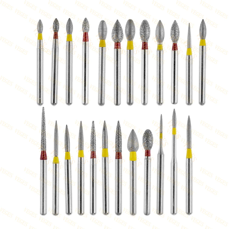 FO Type 10Pcs Dental Diamond Burs FG 1.6mm for High Speed Handpiece Polishing Teeth Stainless Steel