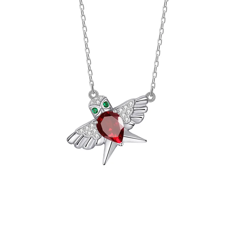 Real 925 Pure Silver Necklace Natural Pendant for Women Topaz Gemstone Bird Shape Garnet Citrine Wedding Anniversary Gift
