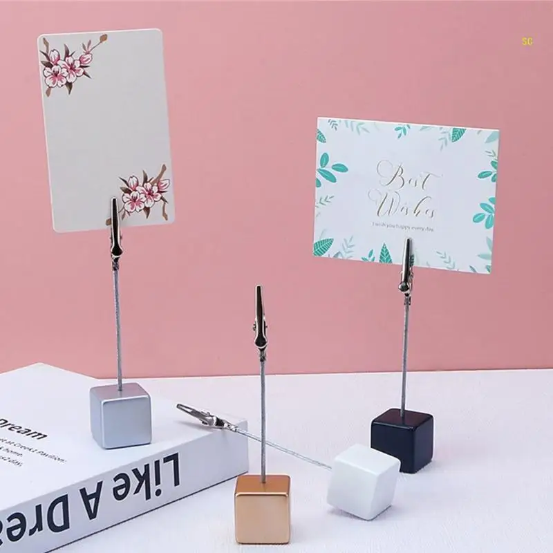 1PC โปร่งแสง Cube ฐาน Memo ผู้ถือคลิปสำหรับการ์ดภาพ Dropship